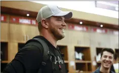  ?? SHAE HAMMOND — STAFF PHOTOGRAPH­ER ?? 49ers offensive tackle Mike McGlinchey, cleaning out his locker at Levi's Stadium on Tuesday, could cost the team as much as $15million per year.