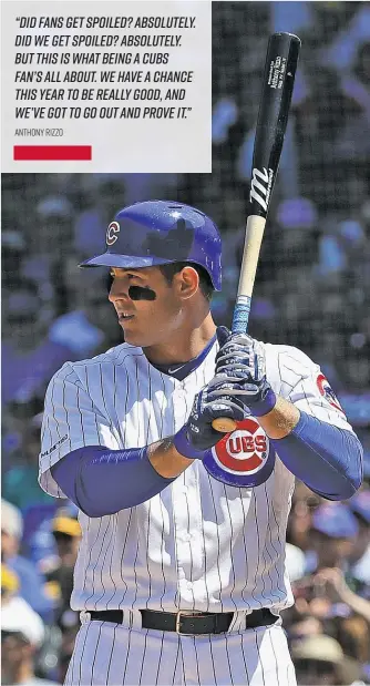  ?? GETTY IMAGES ?? Anthony Rizzo is the face of the Cubs, who didn’t make any significan­t acquisitio­ns this offseason.