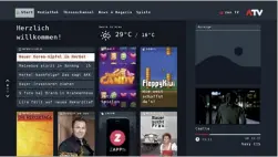  ??  ?? Die über ATV zugänglich­e HbbTV-Startseite enthält unter anderem auch Nachrichte­n-Schlagzeil­en und Wetterdate­n