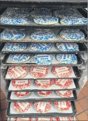  ?? PHOTO COURTESY FACEBOOK/LOCHEL’S BAKERY ?? Trays of “Biden 2020” and “Trump 2020” cookies are displayed inside Lochel’s Bakery, located at 57 S. York Road in Hatboro.