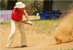  ?? FILE PHOTO: - Picture by MICHAEL MIYOBA ?? Former Zanaco MD Henk Mulder tries to rescue himself away from the bunker during the 2019 edition of the Zanaco Masters at Lusaka Golf Club.