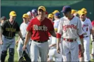  ?? ALEX BRANDON/THE ASSOCIATED PRESS ?? Sen. Jeff Flake, R-Ariz., left, walks with Rep. Ryan Costello, R-Pa., before the Congressio­nal baseball game Thursday in Washington.