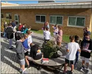  ?? SUBMITTED PHOTOS ?? Middle school students completed an ice-breaker in the new courtyard learning areas.