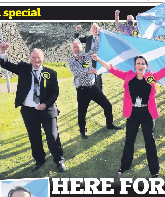  ??  ?? Team effort The winning SNP team start the party