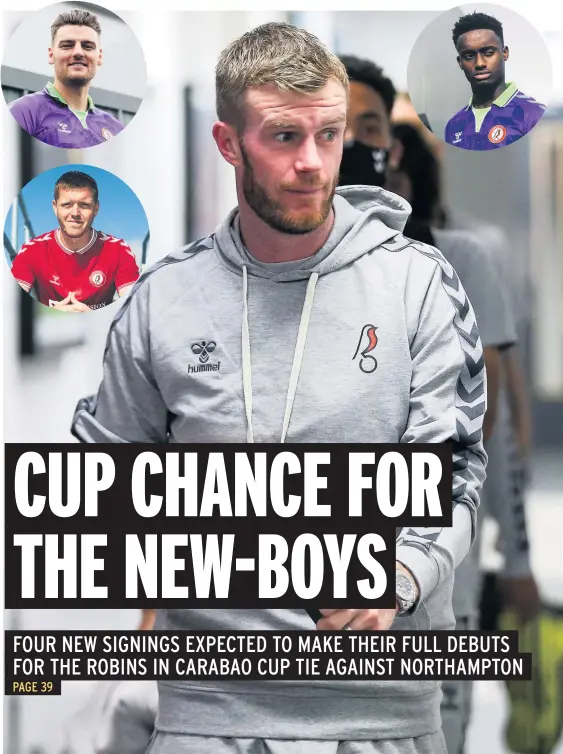  ?? Pictures: Rogan Thomson/JMP ?? Recent Bristol City signings Chris Brunt, main image, Chris Martin, inset top left, Steven Sessegnon, inset top right, and Alfie Mawson, inset bottom left, look likely to play in tonight’s cup clash against Northampto­n at Ashton Gate