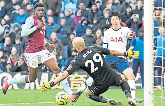  ?? Picture: Shuttersto­ck. ?? Son Heung-min of Tottenham Hotspur scores in stoppage-time to secure a 3-2 victory at Aston Villa.