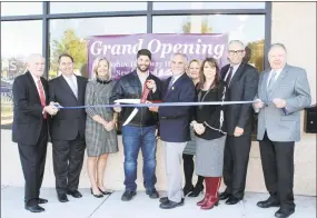  ?? Contribute­d photo ?? Berkshire Hathaway Home Services New England Properties in Middletown held a ribbon cutting at 955 Washington St. on Oct. 18. Middlesex County Chamber of Commerce President Larry McHugh and Chairman Jay Polke joined Mayor Dan Drew with Berkshire Hathaway President/CEO Candace Adams, Regional Vice President &amp; Director of New Homes and Land Gregg Wagner, Office Leader Steve Richards and others for the celebratio­n.