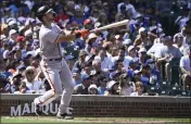  ?? MATT MARTON — THE ASSOCIATED PRESS FILE ?? The San Francisco Giants’ Joey Bart hits a two-run home run against the Chicago Cubs during the second inning in Chicago on Sept. 10.