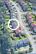  ??  ?? Troon Avenue in Dundee, left, is locked down by police and forensics officers yesterday as they search the detached house, circled above, in the Ardler neighbourh­ood of the city