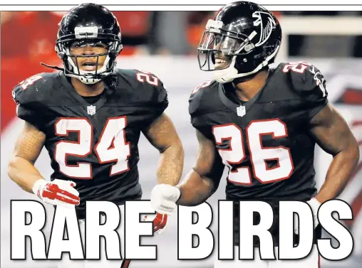  ?? Getty Images ?? RUNNING MATES: Running backs Devonta Freeman (left) and Tevin Coleman will look to help the Falcons claim their sixth straight victory, and first Super Bowl berth since 1998, on Sunday when they take on the Packers for the NFC title.