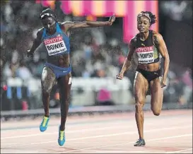  ?? FOTO: GETTY ?? Cara y cruz. Tori Bowie devolvió el doblete del 100 a USA. Elaine Thompson pinchó