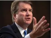  ??  ?? Divisive: Brett Kavanaugh delivered an ‘unhinged’ defence during his Senate testimony