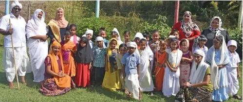  ?? Photo: Mereleki Nai ?? Andrews Kindergart­en School students with teachers in Nadi dressed in their Girmitiya costumes on May 13, 2022.