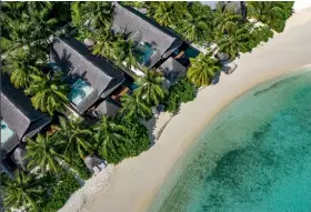  ??  ?? Aerial view of OZEN RESERVE BOLIFUSHI. Above: The spa at OZEN LIFE MAADHOO.