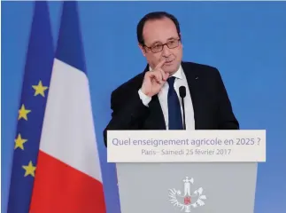  ??  ?? French President Francois Hollande at the Internatio­nal Agricultur­al Fair in Paris, on Saturday. (AFP)