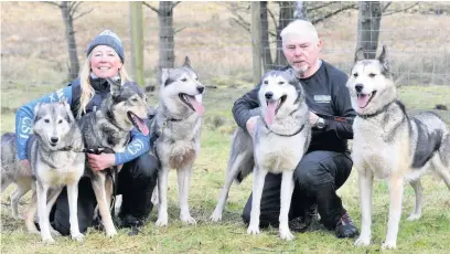  ??  ?? A dog’s life Mary and John Carter, of Bowland Trails, with their dogs