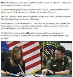  ?? CAPTURA DE PANTALLA DAILYMAIL. ?? El caso del niño llegó a manos de Melania Trump.