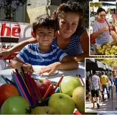  ?? (Photos Frank Tétaz) ?? La pomme et les produits du terroir ont été mis à l’honneur, hier, sur la place de la Mairie.