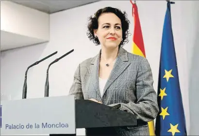  ?? CHEMA MOYA / EFE ?? La ministra de Treball, Migracions i Seguretat Social, Magdalena Valerio, dimecres passat