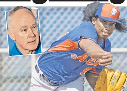  ?? Anthony J. Causi ( 2) ?? WITH OR WITHOUT YOU: General manager Sandy Alderson ( inset) said the Mets were paying a price and moving ahead after the 80- game suspension of Jenrry Mejia.