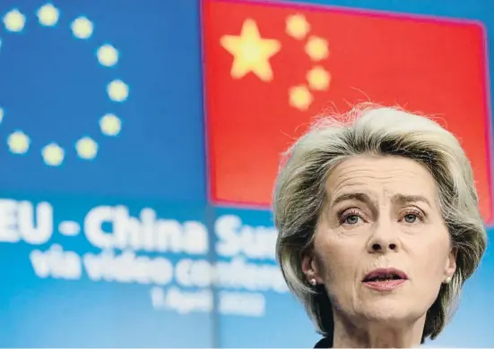  ?? OLIVIER HOSLET / EFE ?? Ursula von der Leyen a la cimera Xina-UE del març a Brussel·les