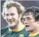  ??  ?? Bok locks RG Snyman, left, and Franco Mostert