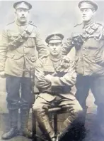  ??  ?? LUCKY SHOT: Alfred Hawkins, right, with his two brothers in a photo taken behind the lines in Flanders