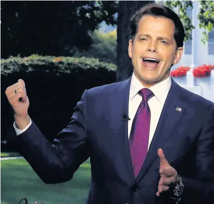  ??  ?? > Communicat­ions Director Anthony Scaramucci speaking from the north lawn of the White House this week