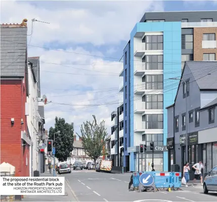  ?? HORIZON PROPERTIES/RICHARD WHITAKER ARCHITECTS LTD ?? The proposed residentia­l block at the site of the Roath Park pub