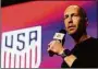  ?? Mike Stobe / TNS ?? U.S. Men’s National Team head coach Gregg Berhalter speaks to the media during the National Team Roster Reveal Party Nov. 9 at Brooklyn Steel in New York.