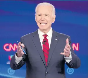  ??  ?? Democratic US presidenti­al candidate and former vice president Joe Biden speaks during a debate held in CNN’s Washington studios earlier this month.