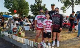  ?? Photograph: Damon Casarez/The ?? Family members of Paul Rea, who was shot and killed by LA county sheriffs in 2019, gather at a vigil on the one year anniversar­y of his death.