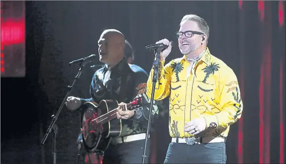  ?? THE ASSOCIATED PRESS ?? Bart Millard, right, and MercyMe will are headliners at the Spirit West Coast Christian music tour, which stops at the Concord Pavilion on Sunday.