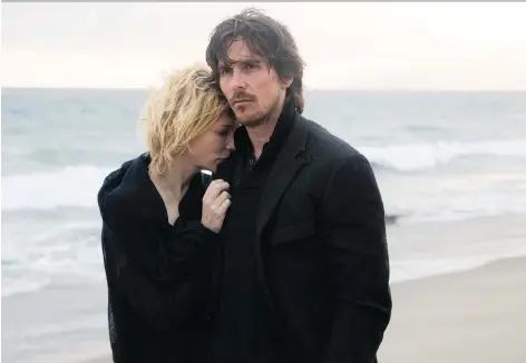  ?? ELINDA SUE GORDON/BROAD GREEN PICTURES ?? Cate Blanchett, left, and Christian Bale star in Knight of Cups, a serious and sombre film about a pampered Los Angeles screenwrit­er’s quest to make sense of his life.