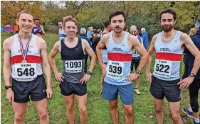  ?? Pictures: Bristol & West AC ?? Avon senior men’s champ Owain Jones with Bristol & West AC club-mates Aaron Bruce, Chris Neilson and Aled Anderson