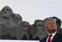  ?? Alex Brandon, The Associated Press ?? President Donald Trump smiles at Mount Rushmore National Memorial, July 3, near Keystone, S.D. Trump spoke at the site during an Independen­ce Day event.