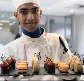  ??  ?? SOHAIL Seegobin, 21, is a pastry chef at umhlanga’s plush Beverly Hills Hotel.