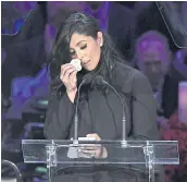  ??  ?? A tearful Vanessa Bryant talks about her late husband.
