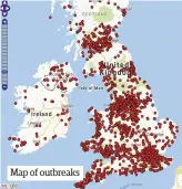  ??  ?? Map of outbreaks