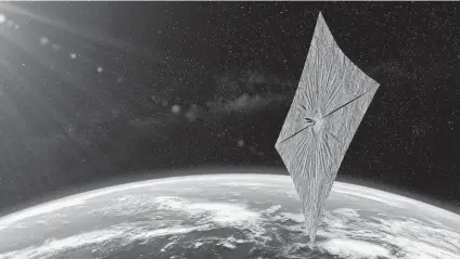  ?? Josh Spradling / Planetary Society ?? This is what an artist’s concept of what the LightSail 2 looks like above earth. The Planetary Society is hoping the craft will demonstrat­e the potential of solar sailing for space travel.