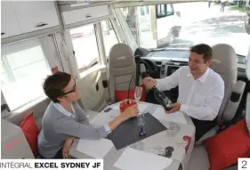  ??  ?? INTÉGRAL EXCEL SYDNEY JF1 et 2. Le Sydney JL sur Mercedes Sprinter est l’une des nouvelles propositio­ns dans la gamme Excel sur la base des lits jumeaux. Il propose un salon face-face convivial pour couple et entre amis, dans un style moderne et une ambiance très lumineuse. 2