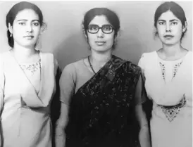  ??  ?? Dr. Najma Khan (center) with sisters Shams Muktar (left) and Badar Farooq around 1956.