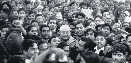  ?? HT ARCHIVE ?? Subhas Chandra Bose (centre) surrounded by his supporters during a visit to Lahore as Congress president in 1938