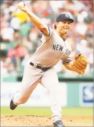  ?? Adam Glanzman / Getty Images ?? The Yankees’ Chance Adams pitches in the first inning against the Boston Red Sox at Fenway Park on Saturday.