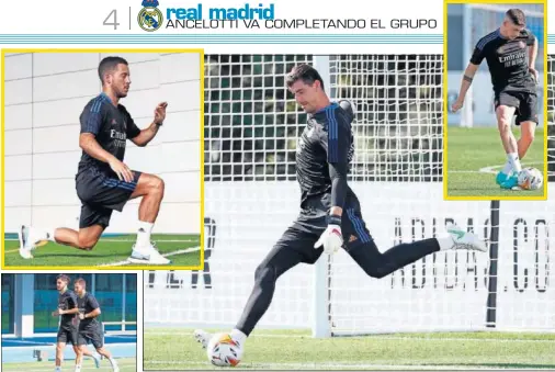  ??  ?? Hazard, Courtois y Valverde se entrenaron con sus compañeros tras pasar exámenes médicos por la mañana.