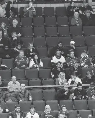  ?? ERROL MCGIHON/FILES ?? With sparse attendance like this a frequent occurrence last season, the Ottawa Senators have decided to remove 1,500 seats from their ticket pool at Canadian Tire Centre in Kanata.