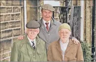  ??  ?? TV FAVOURITE: Above from the left, Brian Wilde, Peter Sallis and Bill Owen as Foggy, Clegg and Compo in Last of the Summer Wine; top, actress Kathy Staff ( Nora Batty) during filming in Homfirth.