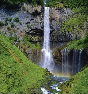  ??  ?? OPPOSITE: Lake Chuzenji in Nikko.
ABOVE, LEFT TO RIGHT: the beautiful Kegon Waterfall; Tokyo Skytree.