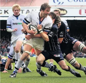  ?? Pic: David Jones/pa Wire. ?? Bath’s Michael Lipman is tackled playing against Bristol in 2008