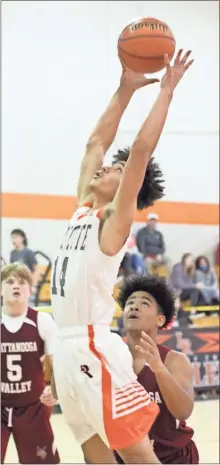  ?? Scott Herpst ?? LaFayette’s Khalas Finley skies for a rebound against Chattanoog­a Valley during a game in LaFayette last Tuesday.